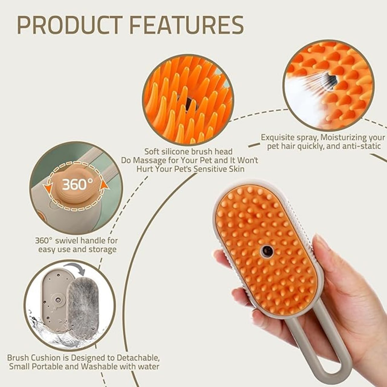 Pet steam brush